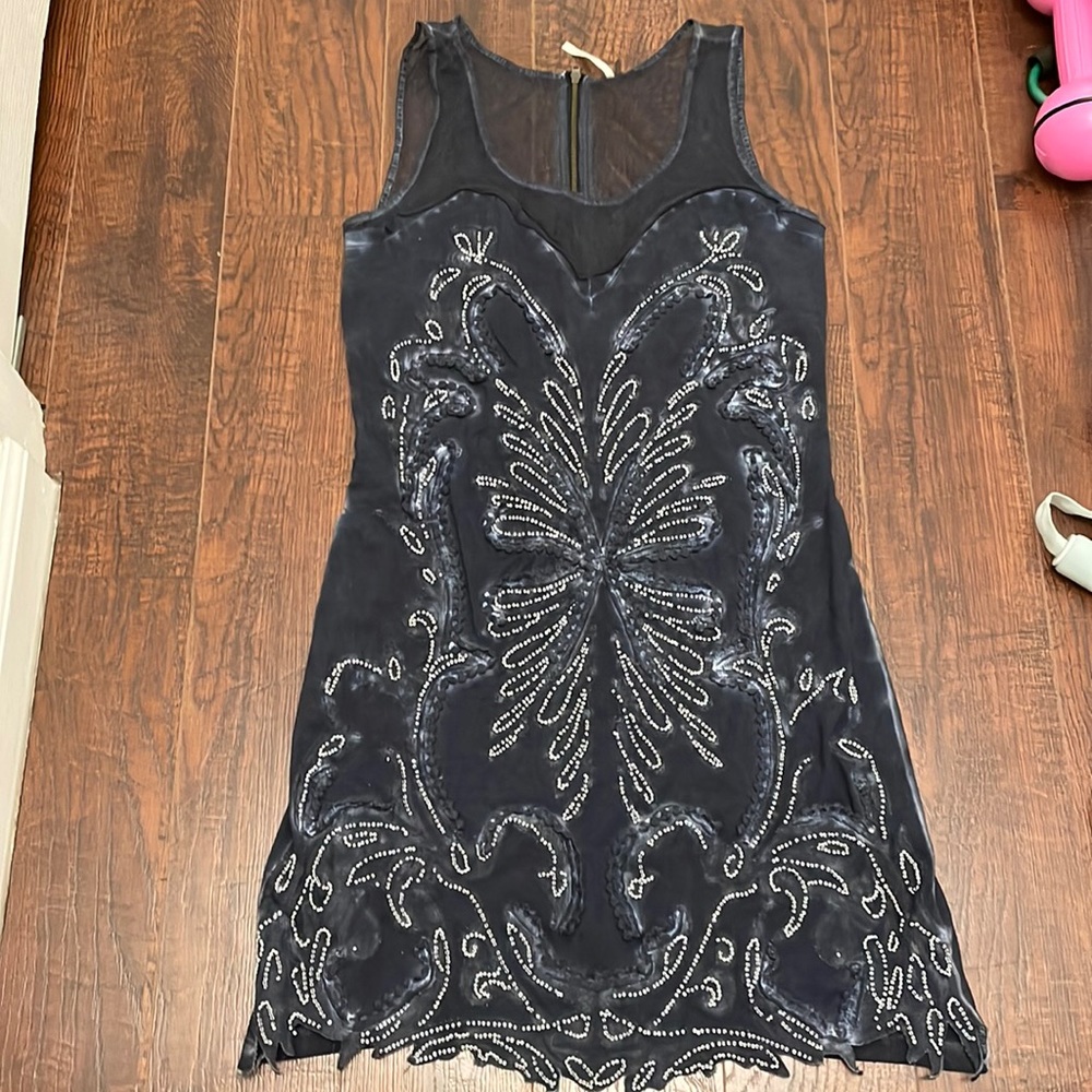 Mini dress - FREE PEOPLE - beaded with mesh back